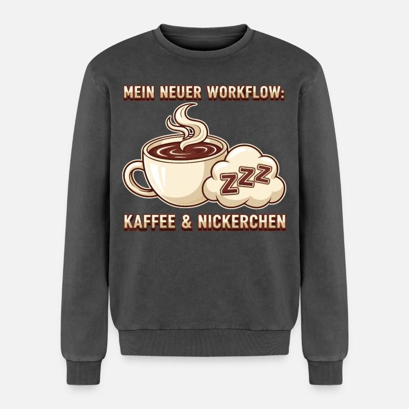 Kaffee Nickerchen Workflow - Relaxed Unisex Premium Acid-Washed Sweatshirt - Schwarz Acid Wash