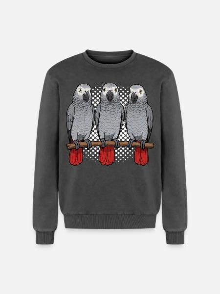Graupapagei Papagei Papageibesitzer Papageihalter - Relaxed Unisex Premium Acid-Washed Sweatshirt - Schwarz Acid Wash