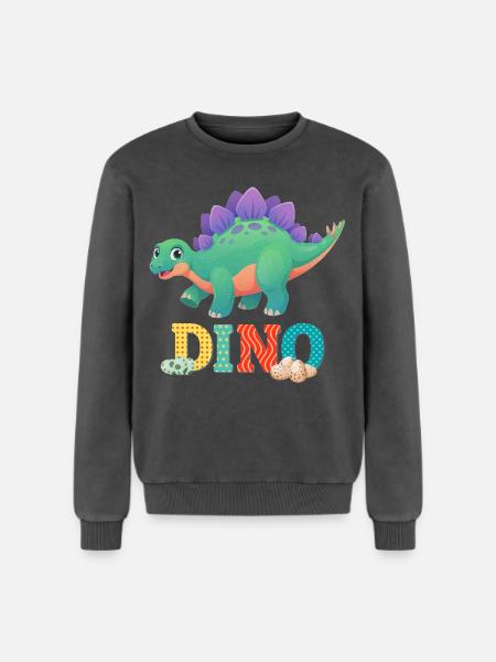 DINO - Relaxed Unisex Premium Acid Washed Sweatshirt - acid washed black