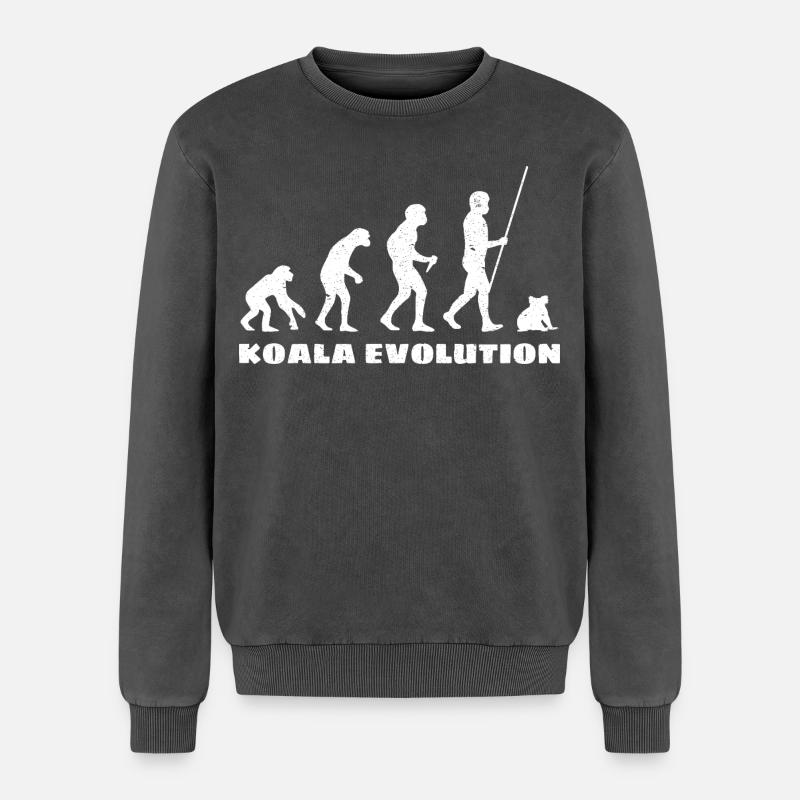 Évolution du koala - Sweatshirt unisexe Premium acid-wash en coton - noir délavé acide