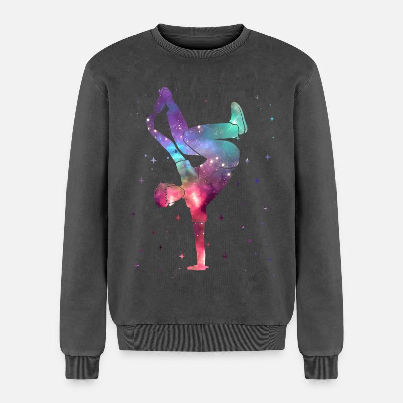 Breakdance Breakdancer Breakdance Breakdance Spatial - Sweatshirt unisexe Premium acid-wash en coton - noir délavé acide