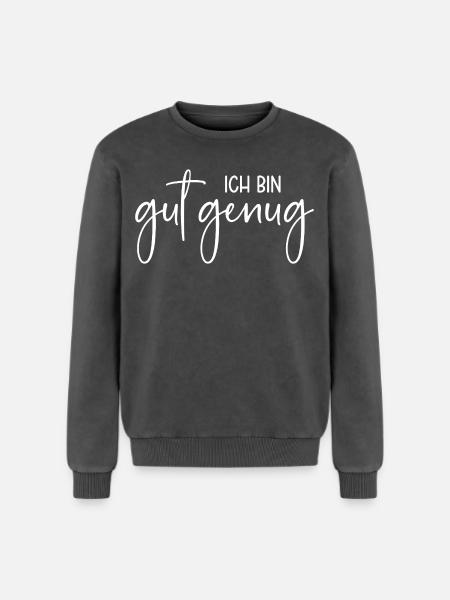 Ich bin gut genug - Relaxed Unisex Premium Acid-Washed Sweatshirt - Schwarz Acid Wash