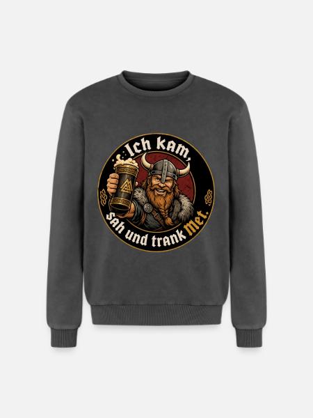 Wikinger Bier Spruch - Relaxed Unisex Premium Acid-Washed Sweatshirt - Schwarz Acid Wash