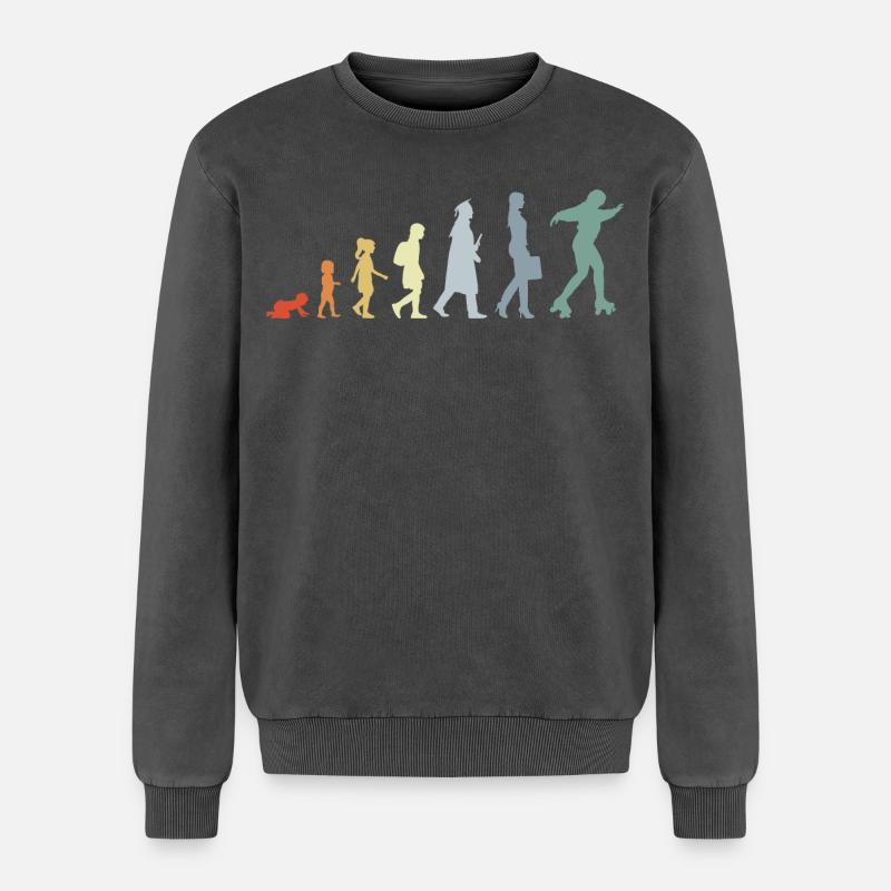 Roller Skater Evolution - Relaxed Unisex Premium Acid-Washed Sweatshirt - Schwarz Acid Wash