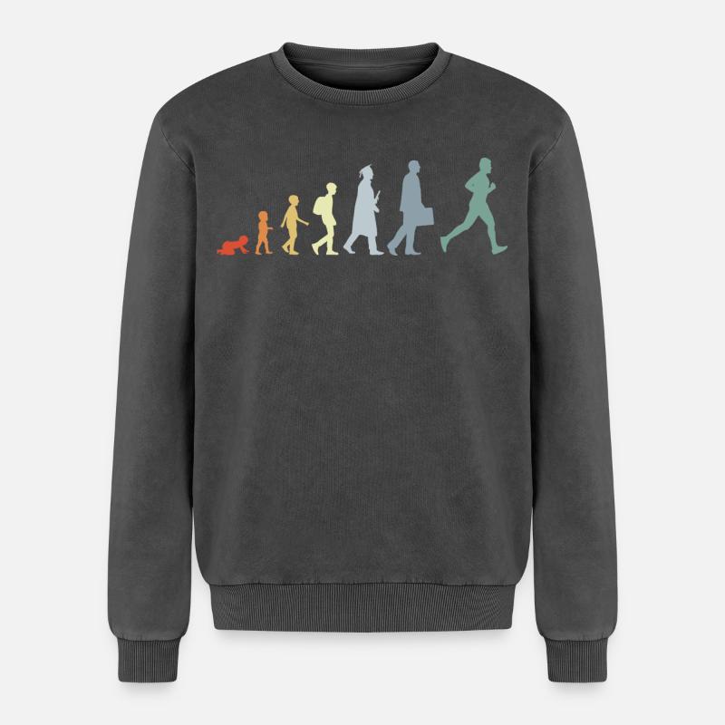 Läufer Evolution - Relaxed Unisex Premium Acid-Washed Sweatshirt - Schwarz Acid Wash