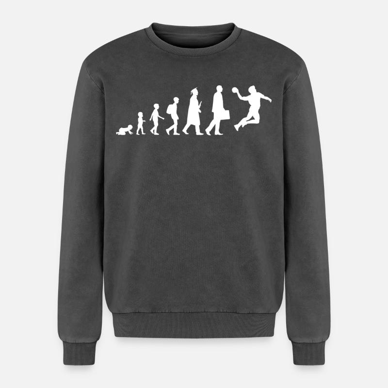 Evolution Handball - Relaxed Unisex Premium Acid-Washed Sweatshirt - Schwarz Acid Wash