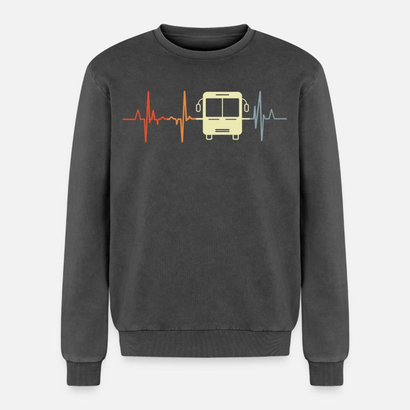 Bus Herzfrequenz - Relaxed Unisex Premium Acid-Washed Sweatshirt - Schwarz Acid Wash