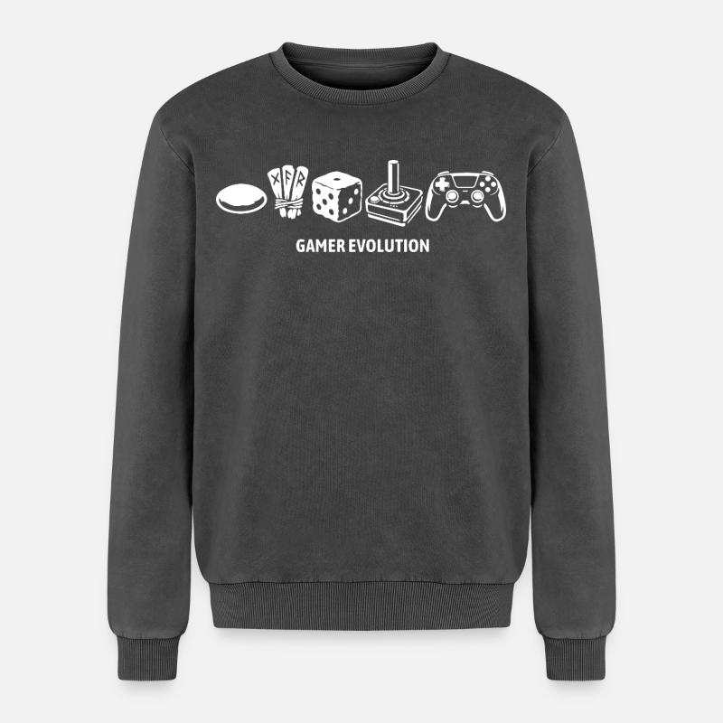 Controller Evolution | Gamer - Relaxed Unisex Premium Acid-Washed Sweatshirt - Schwarz Acid Wash