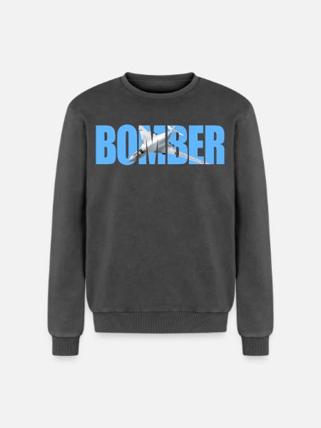Bomber Tu-160 - Relaxed Unisex Premium Acid Washed Sweatshirt - acid washed black