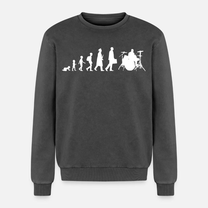 Drummer Evolution - Relaxed Unisex Premium Acid Washed Sweatshirt - acid washed black