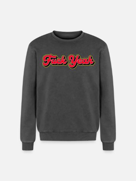 Fuck Yeah 3D Red Script - Sweatshirt unisexe Premium acid-wash en coton - noir délavé acide