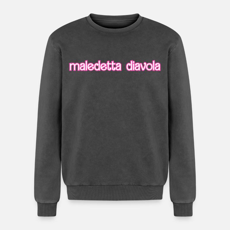 Damn Devils - Relaxed Unisex Premium Acid Washed Sweatshirt - acid washed black
