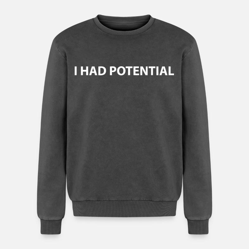 J’avais du potentiel - Sweatshirt unisexe Premium acid-wash en coton - noir délavé acide
