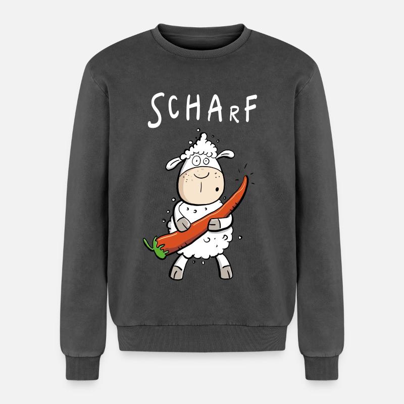Pepperoni Sheep I Sharp comic pun - Relaxed Unisex Premium Acid Washed Sweatshirt - acid washed black