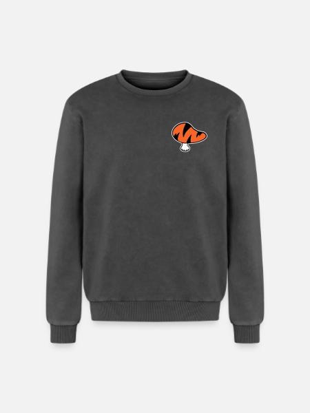 Tigerpilz Logo STICK-Variante - Relaxed Unisex Premium Acid-Washed Sweatshirt - Schwarz Acid Wash