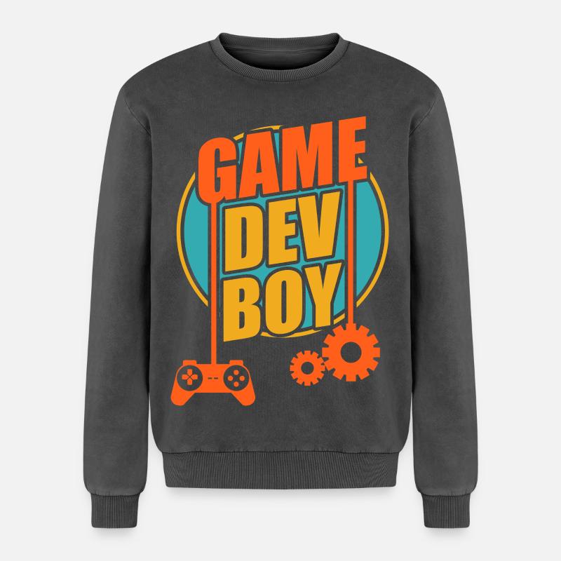 Game Developer Boy - Relaxed Unisex Premium Acid Washed Sweatshirt - acid washed black