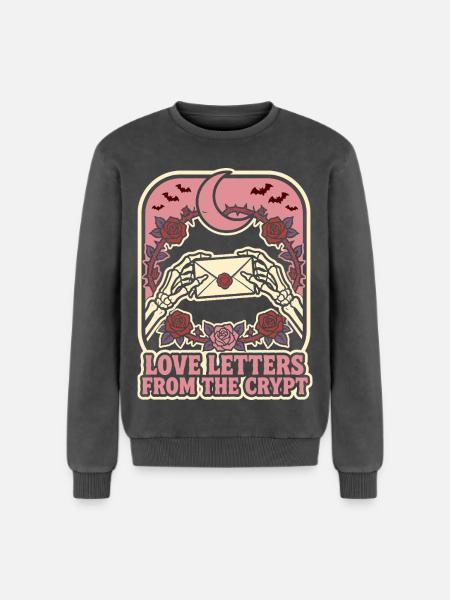 Lettres d’amour de la crypte - Sweatshirt unisexe Premium acid-wash en coton - noir délavé acide