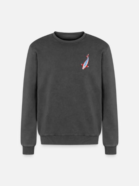 Koi - Nishikigoi - Relaxed Unisex Premium Acid Washed Sweatshirt - acid washed black