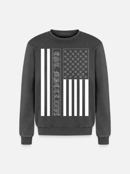 Est. MDCCLXXVI USA Flag - Relaxed Unisex Premium Acid Washed Sweatshirt - acid washed black