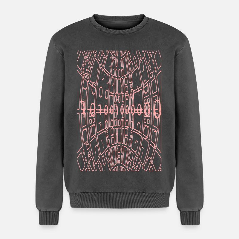 Binary Code Abstract (pink) - Relaxed Unisex Premium Acid Washed Sweatshirt - acid washed black