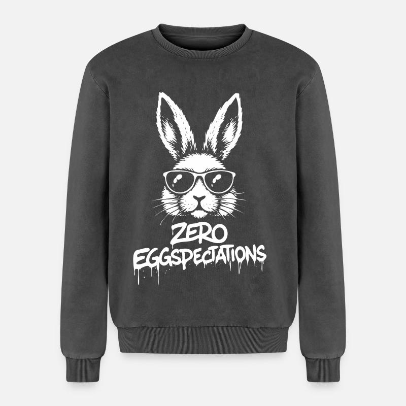 Zero Eggspectations - Relaxed Unisex Premium Acid-Washed Sweatshirt - Schwarz Acid Wash