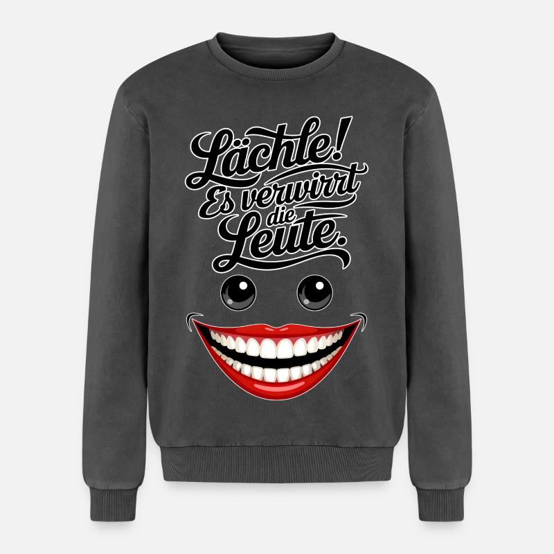 Always smiling - Relaxed Unisex Premium Acid Washed Sweatshirt - acid washed black