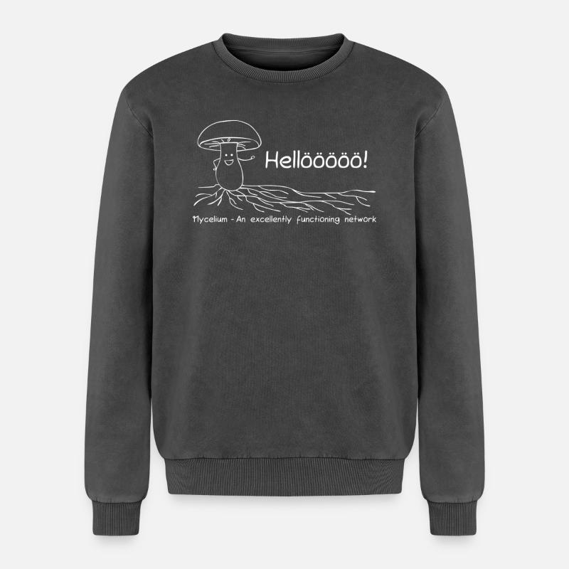 Mycelium - An excellently functioning network - Relaxed Unisex Premium Acid-Washed Sweatshirt - Schwarz Acid Wash