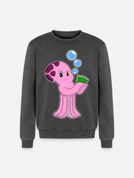 Krake Poker Poker Cards - Relaxed Unisex Premium Acid Washed Sweatshirt - acid washed black