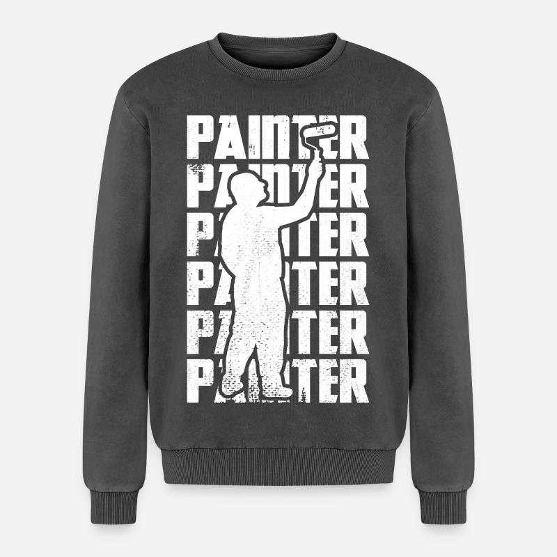Master painter - Relaxed Unisex Premium Acid Washed Sweatshirt - acid washed black