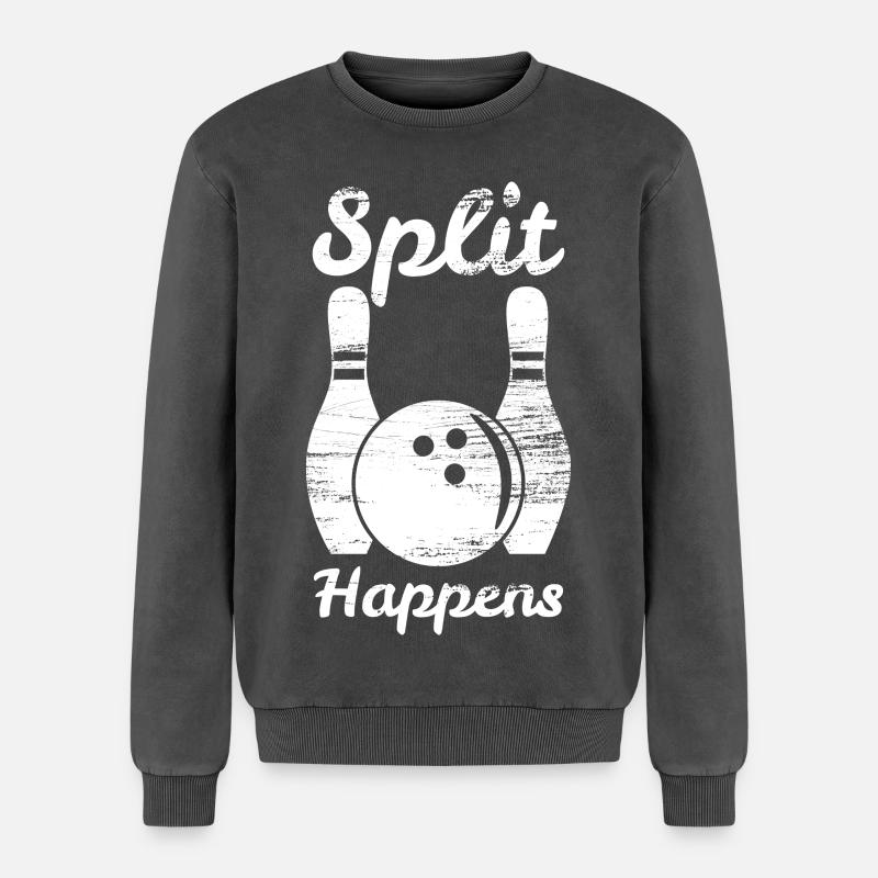 Bowling Split - Relaxed Unisex Premium Acid Washed Sweatshirt - acid washed black