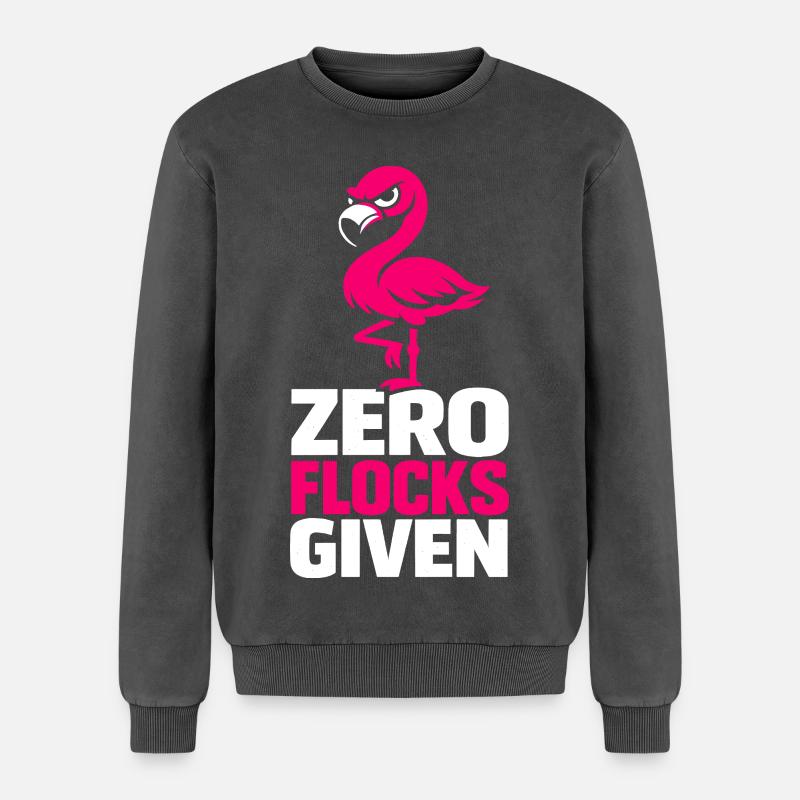 Zero Flocks Given - Relaxed Unisex Premium Acid-Washed Sweatshirt - Schwarz Acid Wash