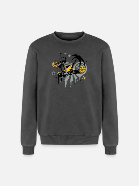 cocktail_bar - Relaxed Unisex Premium Acid Washed Sweatshirt - acid washed black