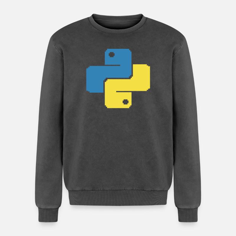 Python Pixelart - Relaxed Unisex Premium Acid-Washed Sweatshirt - Schwarz Acid Wash