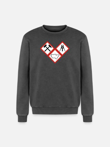 DANGER RUHRPOTT - Sweatshirt unisexe Premium acid-wash en coton - noir délavé acide