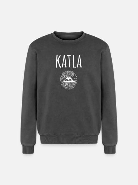 Katla Souvenir Vulkan - Relaxed Unisex Premium Acid-Washed Sweatshirt - Schwarz Acid Wash