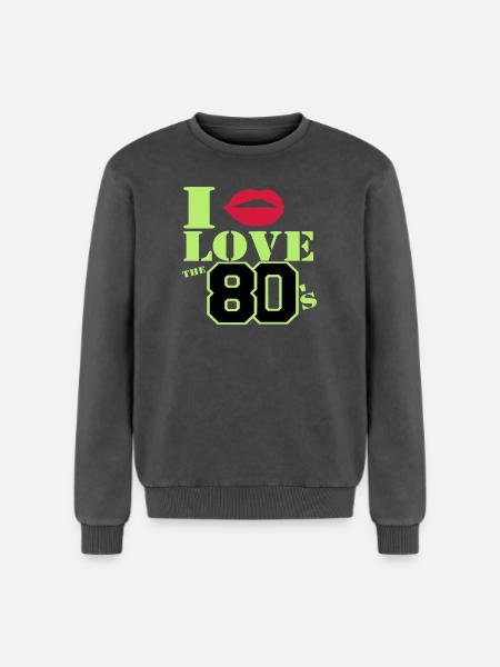 I love the 80s - Relaxed Unisex Premium Acid Washed Sweatshirt - acid washed black