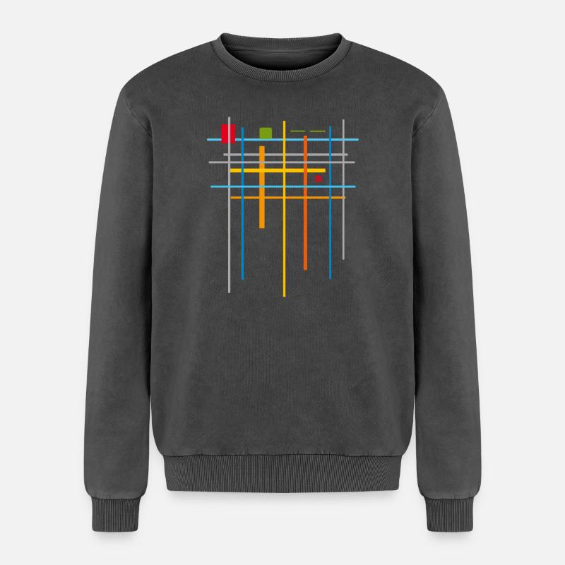 Architecture Minimal Pattern 25 - Relaxed Unisex Premium Acid Washed Sweatshirt - acid washed black