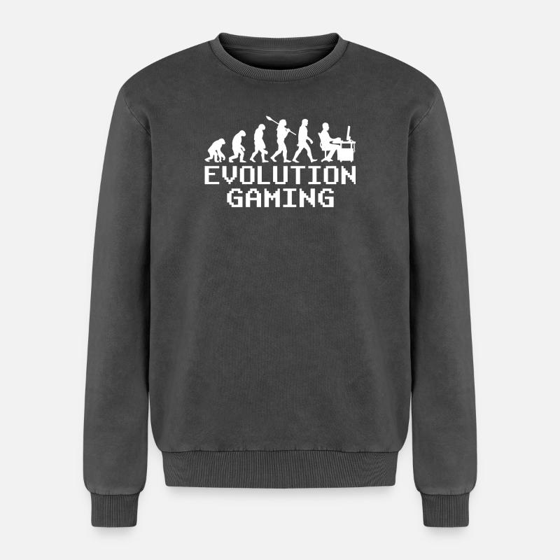 Pc Gaming Evolution - Relaxed Unisex Premium Acid-Washed Sweatshirt - Schwarz Acid Wash