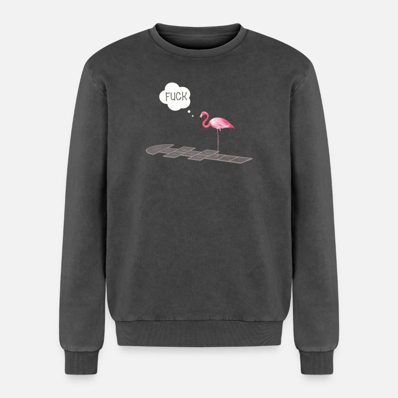 Flamingo with a problem - Relaxed Unisex Premium Acid Washed Sweatshirt - acid washed black