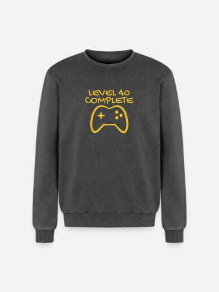40th birthday - 40 years gift - Relaxed Unisex Premium Acid Washed Sweatshirt - acid washed black