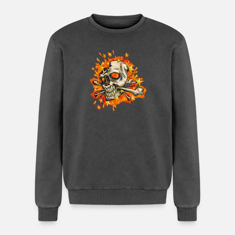 exploding skull - Relaxed Unisex Premium Acid-Washed Sweatshirt - Schwarz Acid Wash