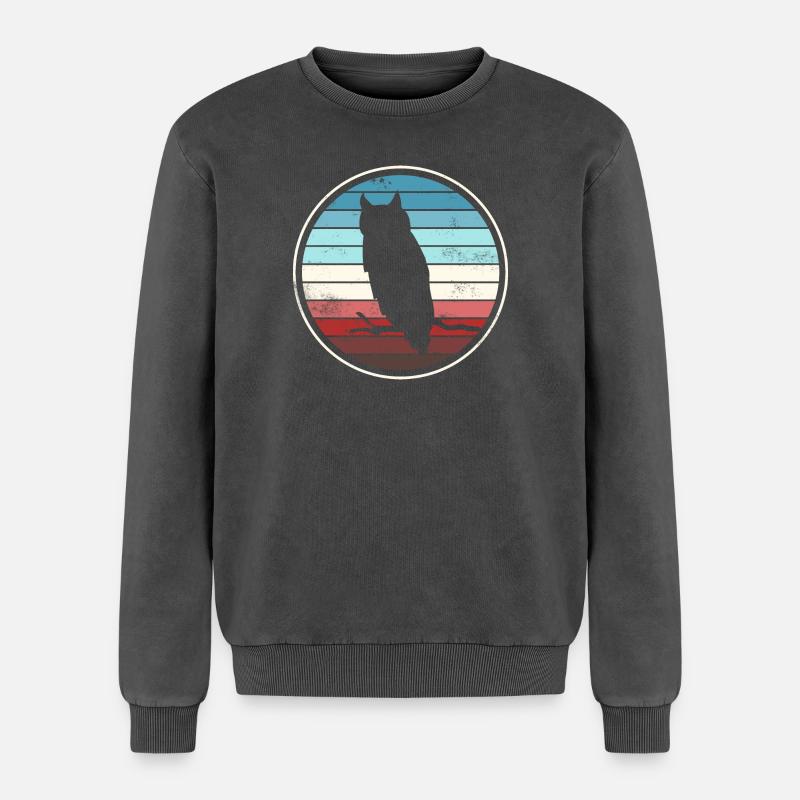 Eule Eulen - Relaxed Unisex Premium Acid-Washed Sweatshirt - Schwarz Acid Wash