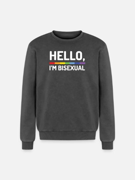 Hello, I’m Bisexual - Relaxed Unisex Premium Acid Washed Sweatshirt - acid washed black