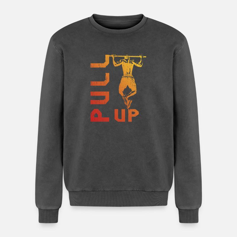 Gradient pull-up silhouette - Relaxed Unisex Premium Acid Washed Sweatshirt - acid washed black