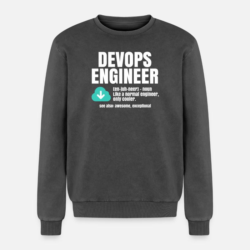 Devops Engineer - Relaxed Unisex Premium Acid Washed Sweatshirt - acid washed black