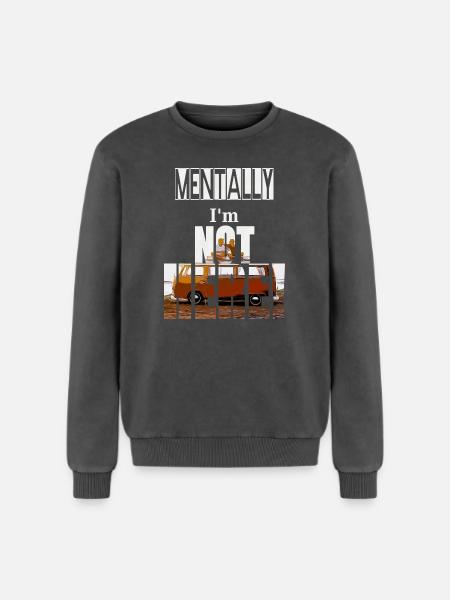 MENTALLY I'm not here - Sweatshirt unisexe Premium acid-wash en coton - noir délavé acide