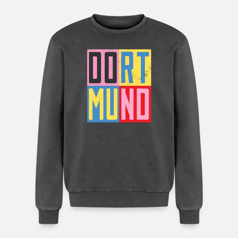 Dortmunder Städte Design - Relaxed Unisex Premium Acid-Washed Sweatshirt - Schwarz Acid Wash