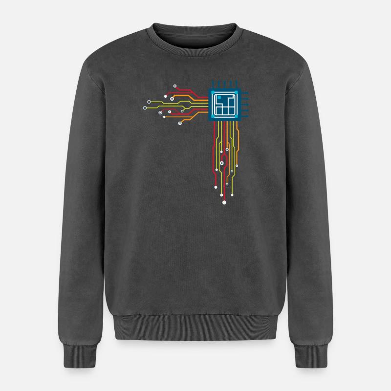 Computer chip - Creative illustration - Relaxed Unisex Premium Acid Washed Sweatshirt - acid washed black