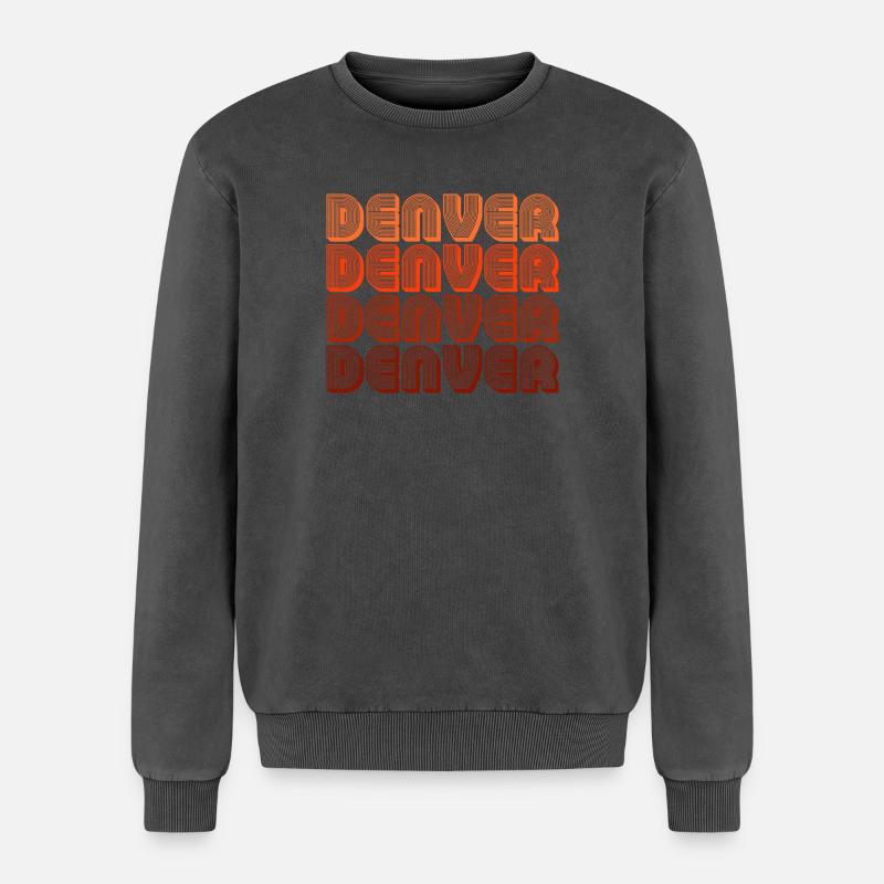 Denver Gradient Retro Muster - Relaxed Unisex Premium Acid-Washed Sweatshirt - Schwarz Acid Wash