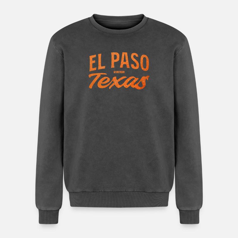 El Paso Texas Script Logo - Relaxed Unisex Premium Acid-Washed Sweatshirt - Schwarz Acid Wash